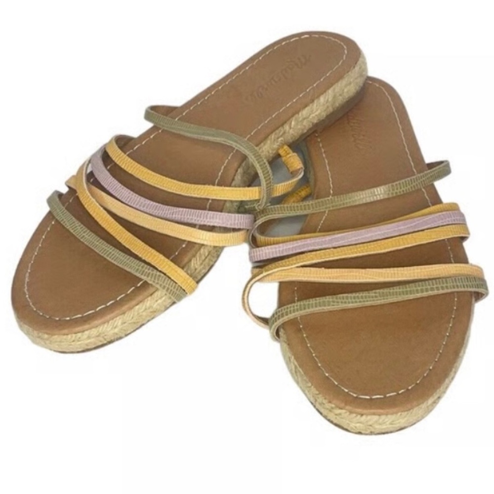 New Women’s Madewell Kathryn Espadrille Slide Sandal Snake Embossed Leather Sz 7